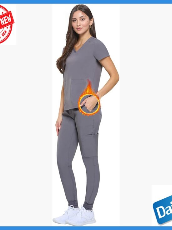 Pants - Stretch Jogger Scrub Set with Moisture Wicking Fabric for Nursing Workwear